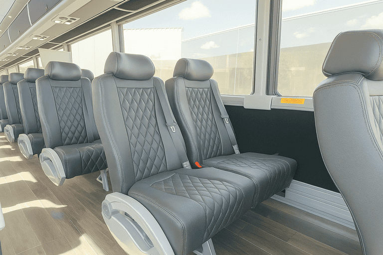 interior of Lubbock Coach Bus Service charter bus