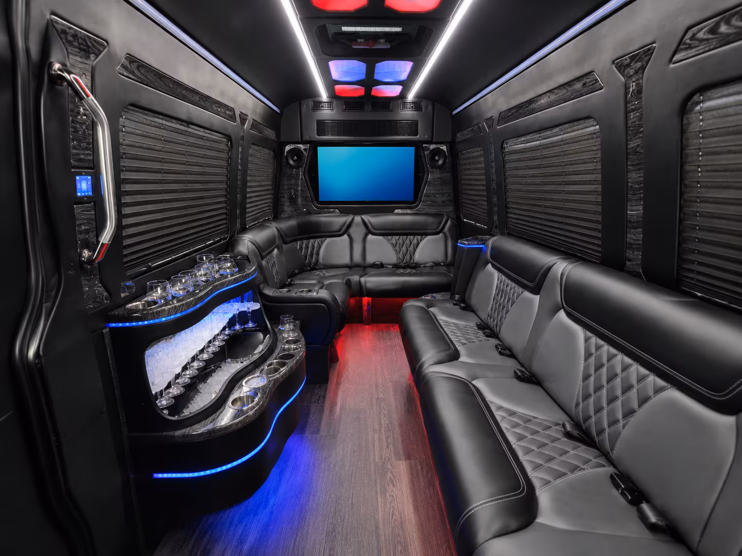 lubbock 28 passenger party bus inside