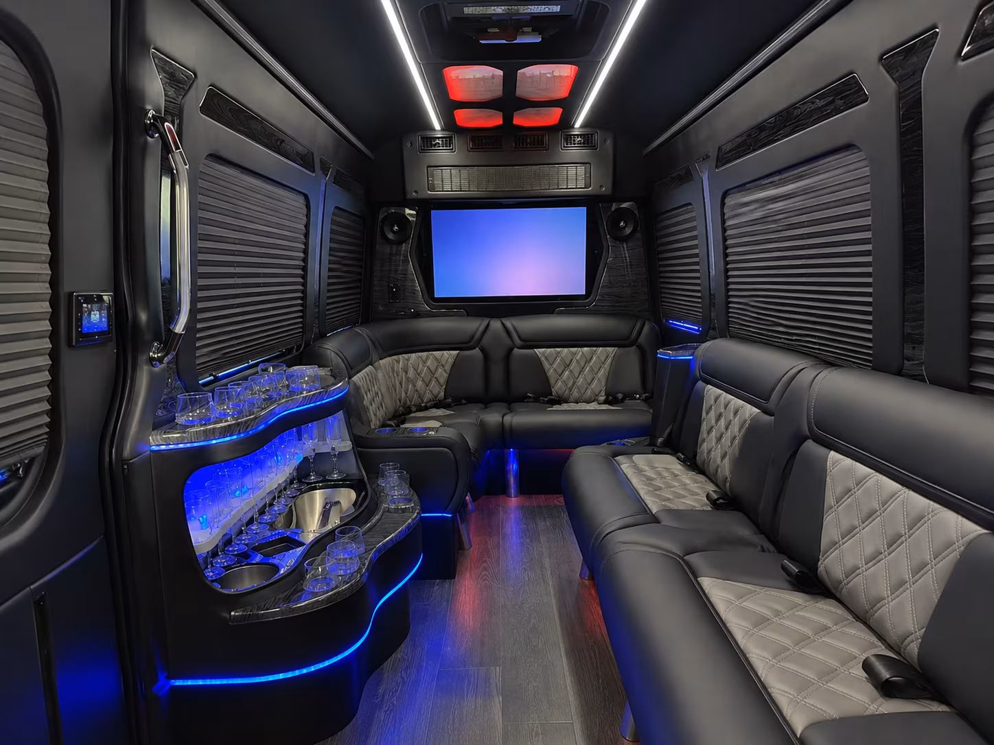 lubbock 30 passenger party bus inside