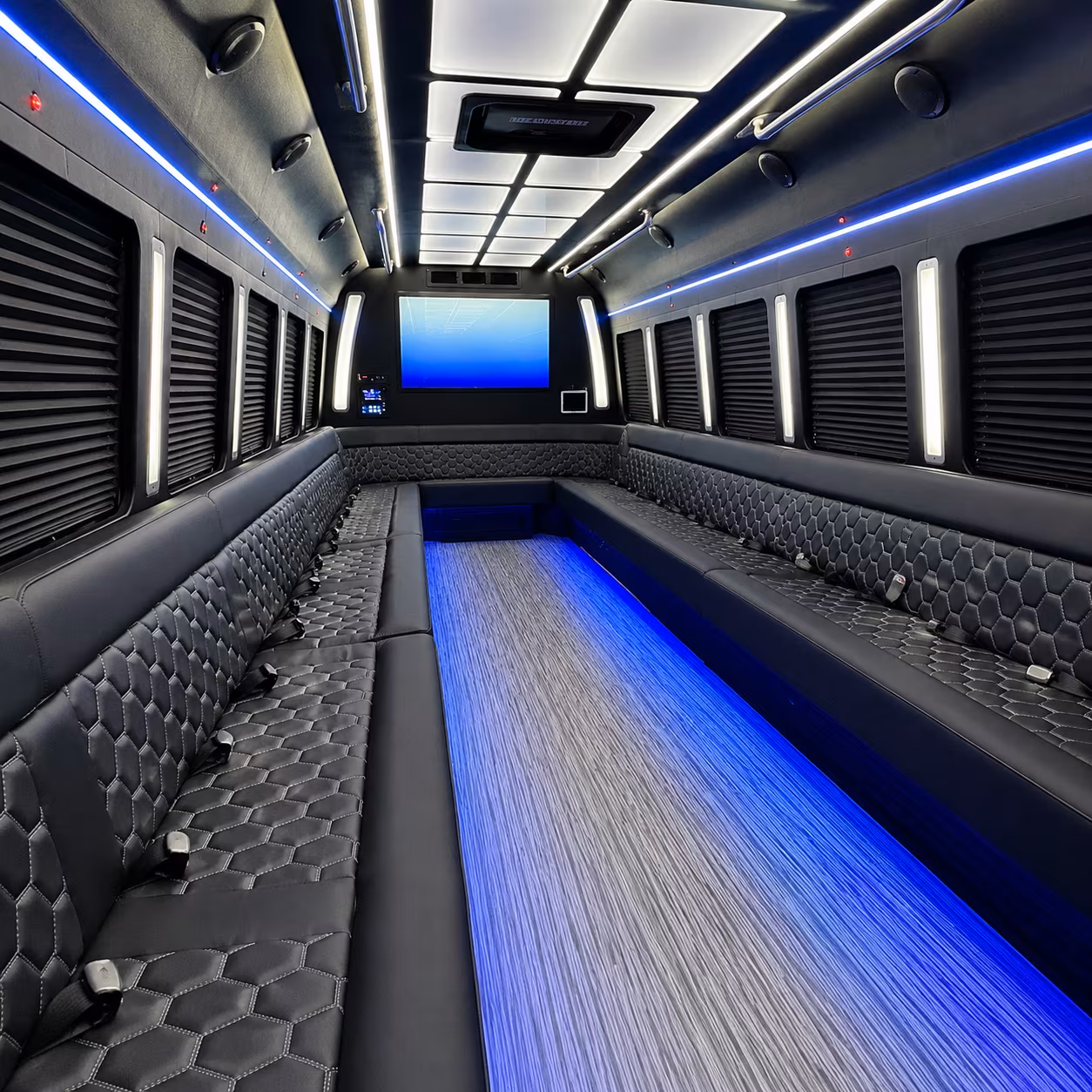 lubbock 50 passenger party bus inside